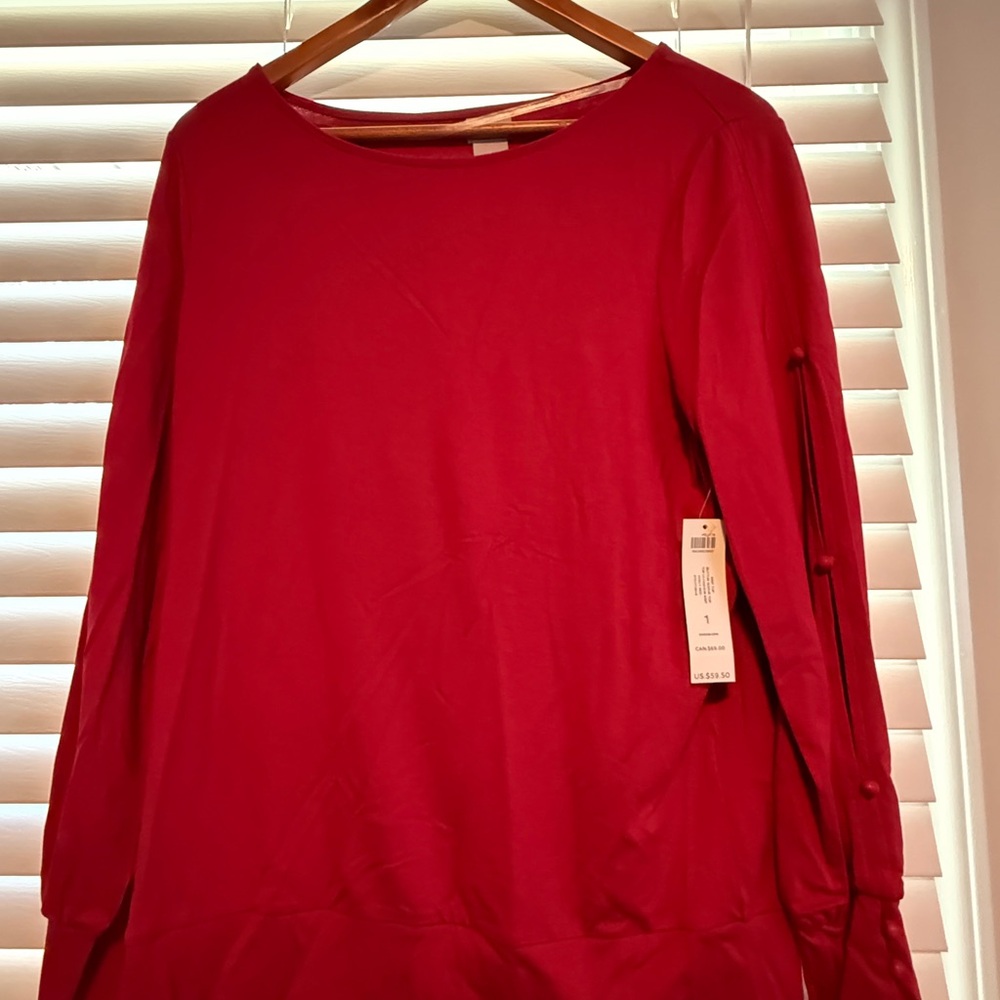 Chico's Vibrant Red Long Sleeve Top NWT
